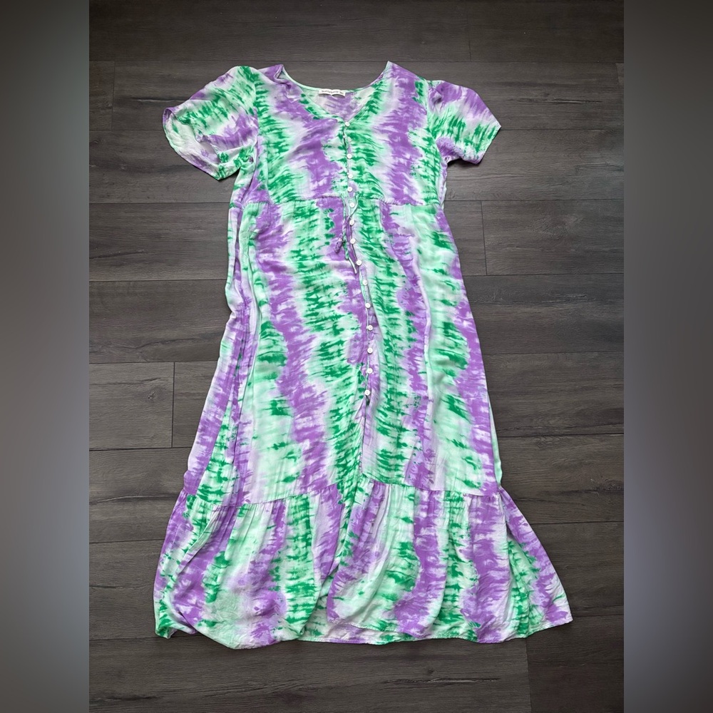 Rusttydustty Womens Short Sleeve Tie Dye Maxi Dress Size 3XL